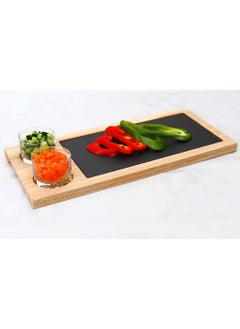 Buy Slate Serving Set with Glass Bowls in UAE