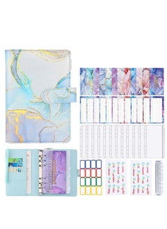 اشتري A6 PU Leather Budget Binder Planner Budget Binder with Zipper Envelope Budget Binder with 12 Pieces Clear Zipper Envelope 12 Pieces Budget Sheet Cash Envelope for Budgeting Save Money في الامارات