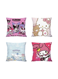 اشتري Kawaii Pillowcases 4 Pieces, Cute Cartoon Anime Decorative Pillowcases for Bed and Sofa/Couch, 18x18 Inch Pillowcases for Bedroom and Living Room في السعودية