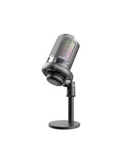 Buy RGB Gaming Microphone for PC/PS5 with Volume Controlling, Pop Filter, Condenser Mic with Quick Mute, Podcast Microphone for Streaming Twitch/Discord/YouTube Black in Saudi Arabia