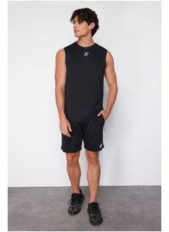 Buy Black Reflective Printed Regular Cut Quick-Drying Shorts TMNSS24SR00071 in Egypt