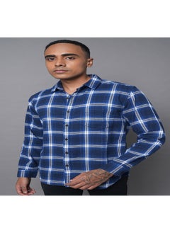 Buy Classic Tartan Checks Spread Collar Long Sleeve Cotton Casual Shirt in UAE