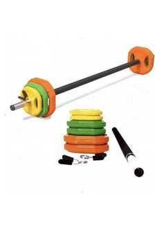 Buy Bar with barbell set Weightlifting barbell 20 kg Barbell weight plate and colors are adjustable in Saudi Arabia