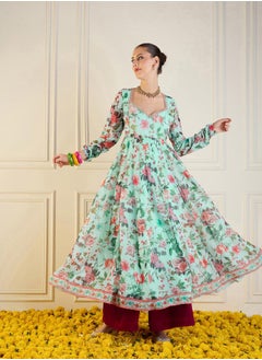 Buy Floral Print Long Anarkali Kurta in Saudi Arabia