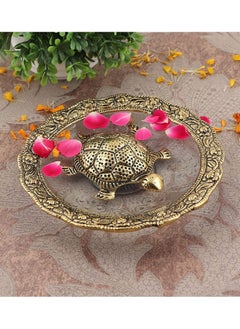 Buy NOG Metal Tortoise Showpiece for Home Decor Fengshui Vastu Tortoise with Glass Plate Turtle Kachua for Good Luck Showpiece Home Office Decoration Gift Item (12 x 12 x 3 cm) (Golden) in UAE