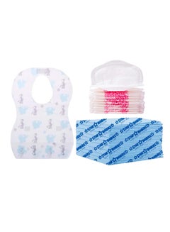 Buy Star Babies Disposable Combo pack (Changing mat 10pcs, Breast Pad 10pcs, Bibs 10pcs)-Blue in UAE