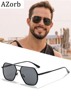 Buy Polarized  Aviator Sunglasses for Men Women Shades Magnesiu Aluminum Alloy Metal Frame Men's Sun Glasses UV400 Protection for Drive Fishing Travel Sunglasses Black in Saudi Arabia