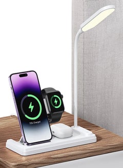 Buy CD195 4 in 1 charger station 15W wireless charger for smart watch earphone phone with led lamp stand holder in UAE