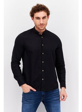 اشتري Men Regular Fit Solid Long Sleeve Casual Shirt, Black في السعودية