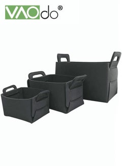 Buy 3-Pack Felt Storage Basket Foldable Multifunctional Clothes Organizer Dirty Laundry Storage Box in UAE