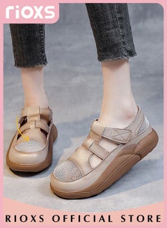 Buy Women's Walking Shoes Fashion Casual Sneakers Closed Toes Thick Sole Shoes Lightweight Flat Sandals in Saudi Arabia
