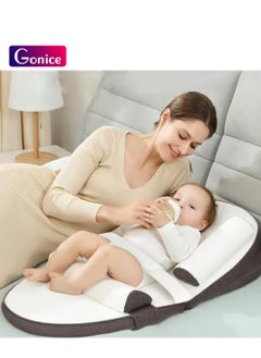 Buy Baby Anti Reflux Pillow With 0-30° Adjustable Height, Relieves Vomiting Milk, Intestinal Colic, Side Rails, Brown in Saudi Arabia