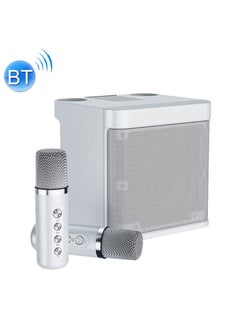 Buy Portable Bluetooth Karaoke Speaker with 2 Wireless Microphones YS203 White in UAE