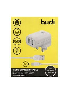 Buy Budi 2 USB Home Charger with 1m Micro USB Cable AC339UMW - White in Saudi Arabia