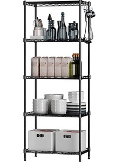 اشتري 5-Tier Wire Storage Shelving Rack Unit for Home Bathroom Kitchen, Beone 5 Shelves Unit Metal Rack في الامارات