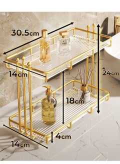 اشتري 2 Tier Acrylic Bathroom Vanity Counter Skincare Countertop Organizer Shelf Kitchen Under Sink Standing Rack Home Storage Holder في السعودية