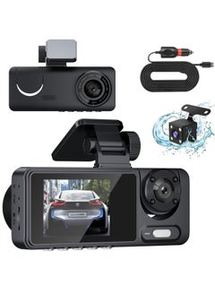 Buy Car Dash Cam, 3 Channel - Front, Rear, Inside, 1080P HD 170 Wide Angle Night Vision Driving Dashcam, G-Sensor, Parking Monitor, Motion Detection, Loop Recording, Collision Detection, Accident Lock in Saudi Arabia