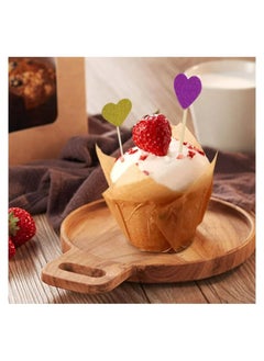 اشتري 200 PCS Tulip Cupcake Liners Baking Paper Cups Holders Parchment Paper Greaseproof Muffin Tin Cups Cases Wrappers for Wedding Birthday Party Baby Shower Standard Size Natural في الامارات