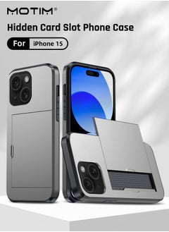 Buy iPhone 15 Case Armor Design Military Grade Protection Slim Thin Shockproof Full-body Protective Phone Case Cover with Hidden Card Slot in UAE