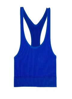 اشتري Kurve Girl’s Sleeveless Tank Top - Seamless Lightweight Basic Stretchy Racerback Crop T- Shirt Sports Bra for Kids, Cobalt, Small/Medium (Ages 4-8) في الامارات