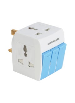 Buy Olsenmark 3-Way Universal Outlet Adaptor- OMES1892, ABS Housing, Copper Parts and Pin, Global Compatibility with Switch and Light, Compact and Portable Design in UAE