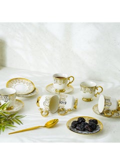 اشتري Majestic Crossline 12-Piece New Bone China Coffee Cup Set 110ml-Serve 6 في الامارات