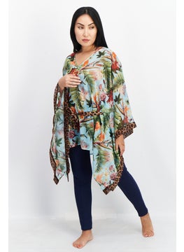 اشتري Women Allover Print Cover Top, Green Combo في الامارات