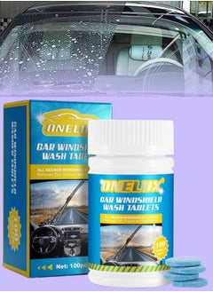 Buy 100 Pcs Car Windshield Washer Tablets Windshield Wiper Fluid Concentrated Clean Tablets 1 Piece Makes 1 Gallons Remove Glass Stains with De Icer or Methanol Glass Wash Cleaning Tablets in UAE