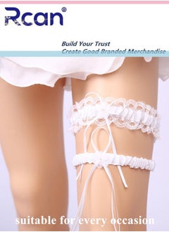 اشتري 2 Pack Lace Garter Bows Wedding Bridal Garter Fashion Leg Accessories Leg Rings for Girls and Women في السعودية