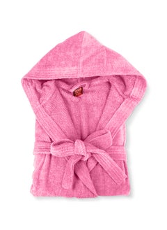 Buy Bathrobe Unisex Adult velour Salerino 100% Cotton 1350 Grams Luxury Feel Premium Look Super Absorbent Quick Dry Hood & Pocket Size EXTRA LARGE Pink Color in UAE