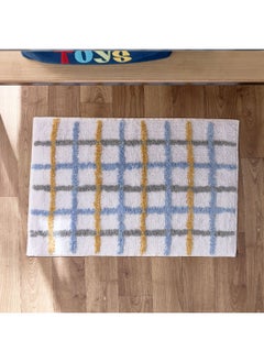 Buy Arcade Checked Tufted Cotton Bathmat 60 x 40 cm in Saudi Arabia