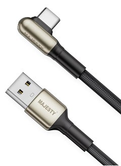 Buy Majesty USB-A to USB-C Charger Cable Right Angle Braided Fast Charging Cord 45W (15V/3A) High Quality Zinc Alloy Compatible with Samsung, MacBook Pro, Nintendo Switch and More (1.2M) in Saudi Arabia