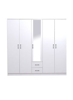 اشتري Astoria 5-Door Wardrobe Extra Sturdy Closet, Clothes Storage Cupboard Modern Design Space Saving Cabinet for Bedroom L 193.6 x W 53 x H 187.5 cm White في الامارات