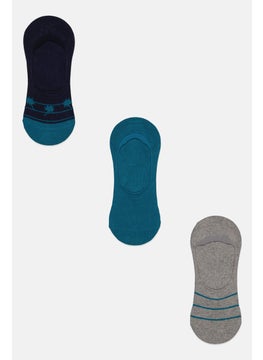 اشتري Men 3 Pair Knitted Invisible Socks, Grey/Navy Combo في الامارات