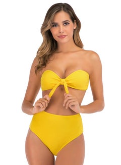Buy Bow Tie Detail Bikini Yellow in Saudi Arabia