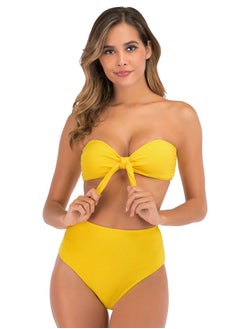 Buy Bow Tie Detail Bikini Yellow in Saudi Arabia