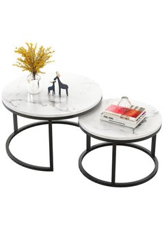 Buy Coffee Table Living Room, Creative Home Round Table, Small Apartment Marble Wrought Iron Tea Table in UAE