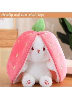Buy Plush Toy Pillow, Reversible Carrot Strawberry Bunny with Zipper, Cute Stuffed Easter Bunny Bunny Birthday Gift for Boys Girls Kids (1pc 10 inch Strawberry) in Egypt