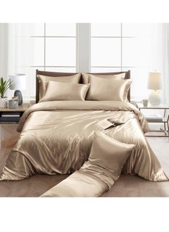 Buy 4 Pieces Single Size Satin Luxury Silky Bedding Duvet Cover Set Skin-friendly And Comfortable Soft And Smooth 160x210 cm in Saudi Arabia