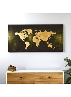 Buy World Unframed Wall Art, Gold & Black - 150x75 cm in UAE