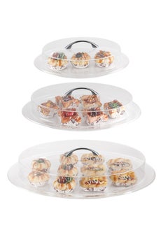 Buy Serving Tray Set With Cover - 3 Pieces Acrylic Spill Proof Oval Countertop Decorative Cake Tray For Serving Appetizer, Breakfast, Candy, Sweets, Fruit, Bread tray in UAE