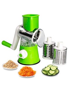 Buy Manual Tabletop Drum Cheese Grater, 3 In 1 Rotary Shredder Slicer Grinder For Cucumber Nut Potato Carrot Cheese, Vegetable Salad Shooter in UAE