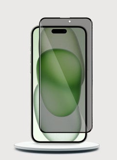 اشتري واقي شاشة زجاجي مقوى بغطاء كامل بخصوصية E2E فائقة الجودة لهاتف Apple iPhone 15 Plus 2023 شفاف / أسود في الامارات