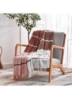 Buy Bristol Eka Striped Woven Throw with Fringe 170 x 130 cm in Saudi Arabia