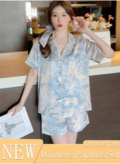 Buy Women's Soft Pajamas Set Silky Sleepwear 2 Piece Short sleeve Summer Pajama Set Sleepwear Night-wear Loungewear Button-Down Pajama Sets for Women's Pyjama Party Bridal Wedding in UAE