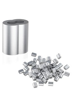 Buy 50 Pcs Aluminum Sleeves, Clips Aluminum Crimping Loop Sleeve Clips with Double Ferrules, Aluminum Crimping Loop Sleeve 3/16", Cable Ferrule Wire Rope Sleeves Loop Sleeve in UAE