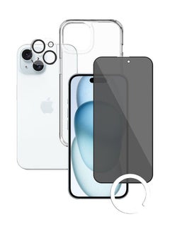 Buy 3 in 1 iPhone 15 Plus Case Screen Protector Privacy Camera Lens Clear in Saudi Arabia