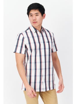 Buy Men Regular Fit spread Collar Short Sleeve Stripe Casual Shirt, White Combo in UAE