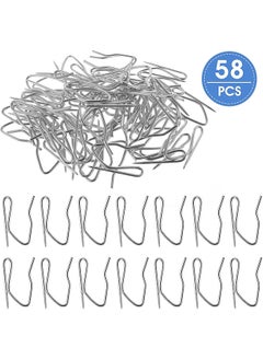 Buy 58 Pack Metal Curtain Hooks Drapery Hook Pins With Clear Box 3.3 by 2.5 CM For Window Curtain, Door Curtain And Shower Curtain in UAE