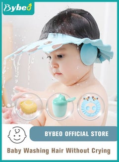 Buy 3PCS Baby Silicone Adjustable Shower Cap + Infant Bath Washing Hair Shampoo Cup + Toddler Hairs Scalp Massager Shampooing Brush in Saudi Arabia